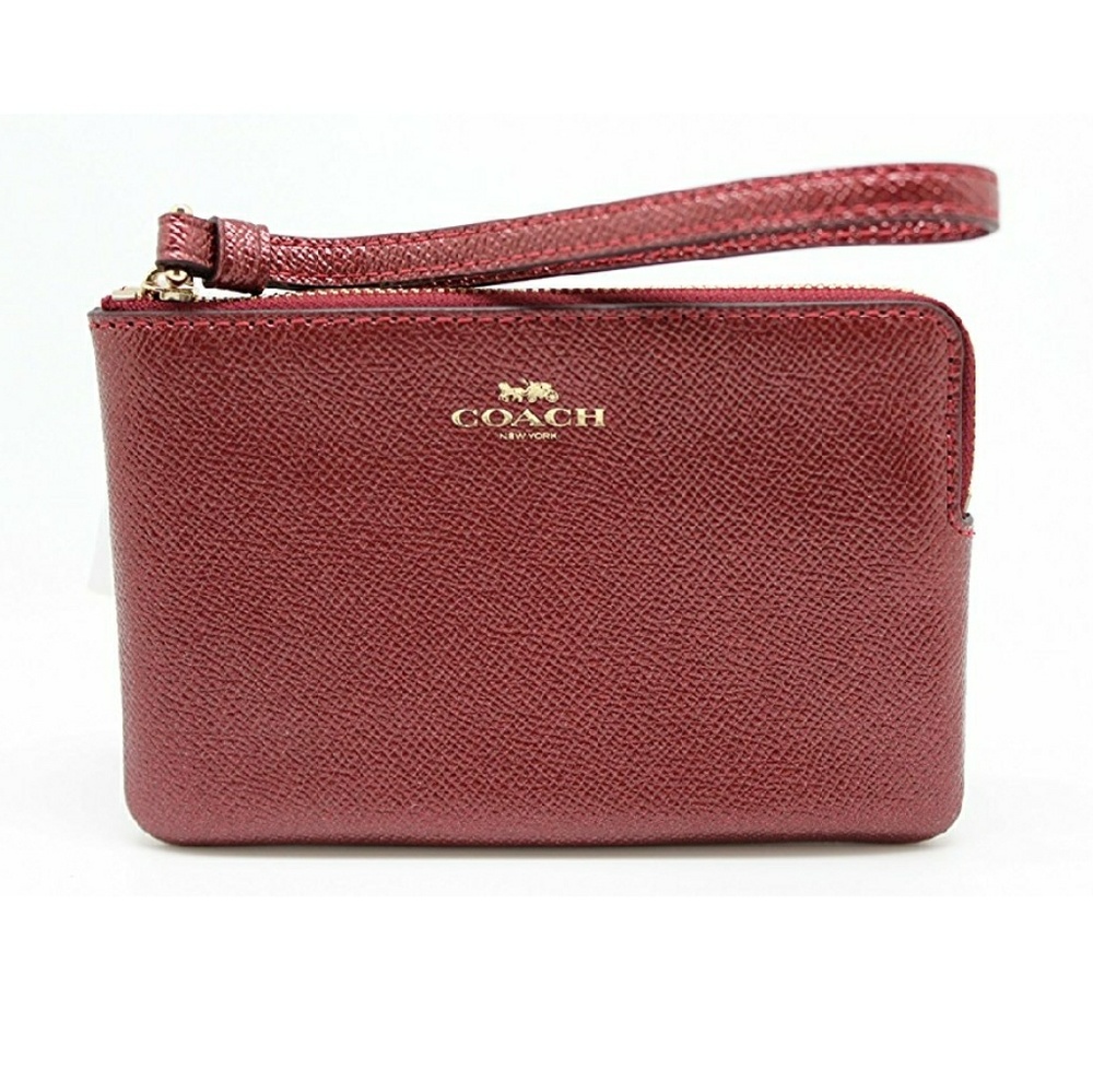 Metallic Cherry Colored Crossgrain Wristlet